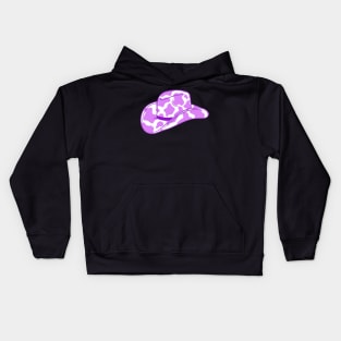 Purple Cow Print Cowboy Hat Kids Hoodie